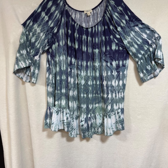 Style & Co Women's 4X Blouse Top Lantern Sleeves Peplum Tie Dye Flared- Plaid - Picture 5 of 12